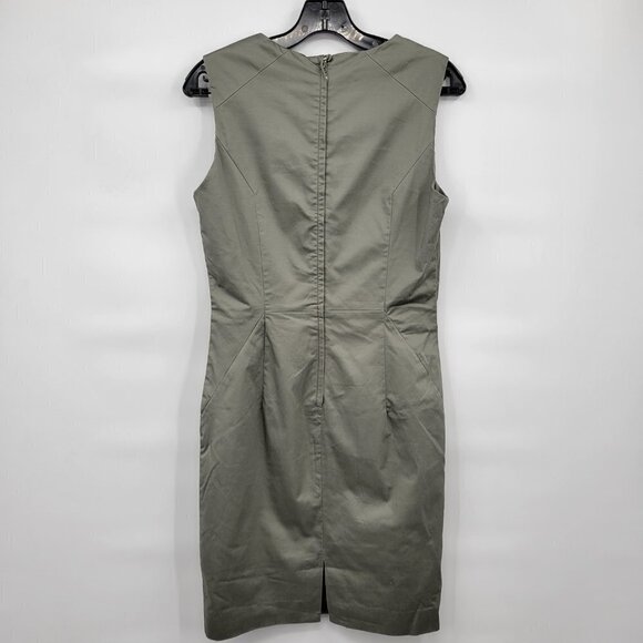 H&M Women Green V Neck Sleeveless Slimfit Casual Pencil Mini Work Dress Size 10 - Picture 5 of 10